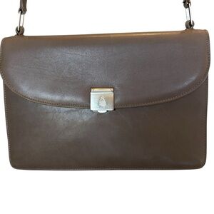 Mark Cross vintage leather handbag/Shoulder bag in dark taupe color